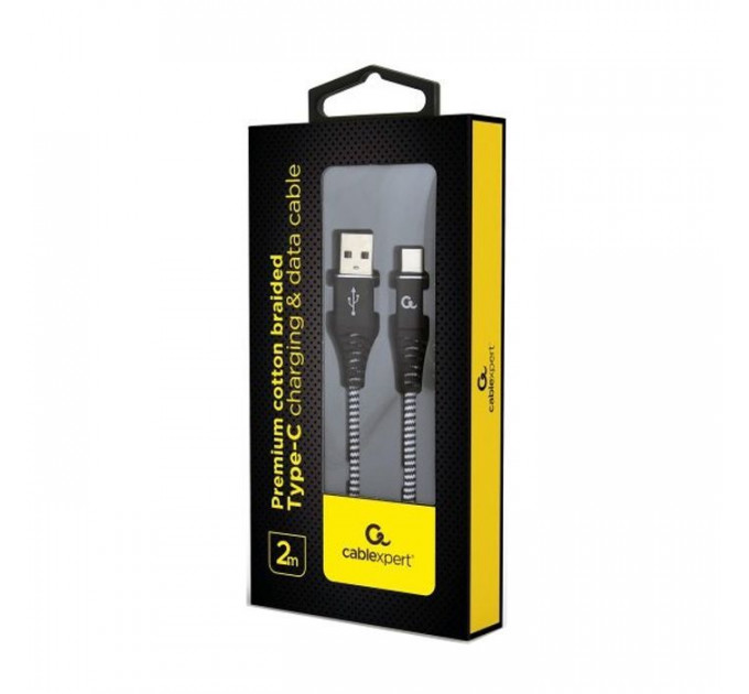 Дата кабель USB 2.0 AM to USB-C 2.0m Cablexpert (CC-USB2B-AMCM-2M-BW)