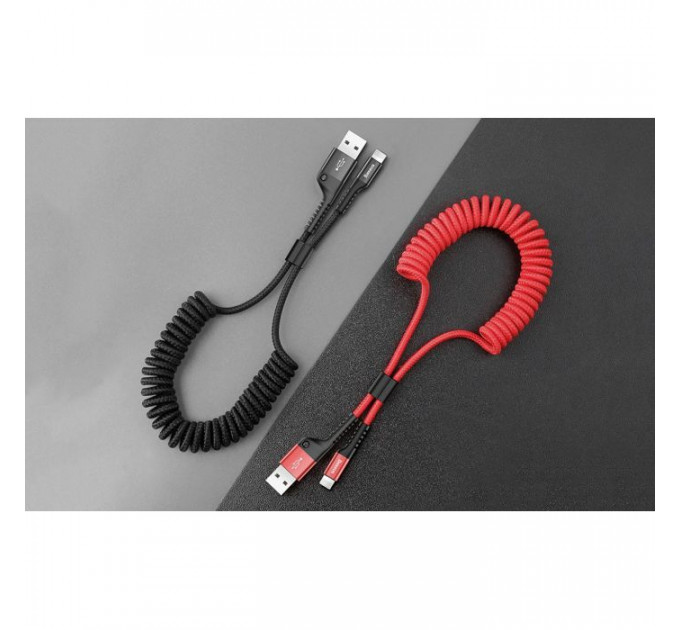 Дата кабель USB 2.0 AM to Lightning 1.0m Fish eye Spring 2A black Baseus (CALSR-01)