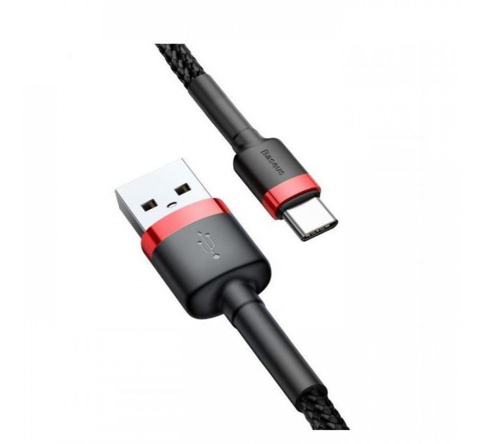 Дата кабель USB 2.0 AM to USB-C 1.0m Cafule 3A red+black Baseus (CATKLF-B91)