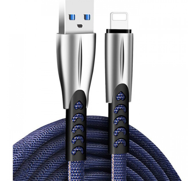 Дата кабель USB 2.0 AM to Lightning 1.0m zinc alloy blue ColorWay (CW-CBUL010-BL)