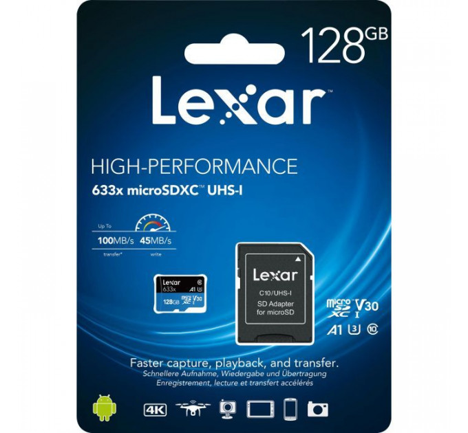 Карта пам/'яті Lexar 128GB microSDXC class 10 UHS-I 633x (LSDMI128BB633A)