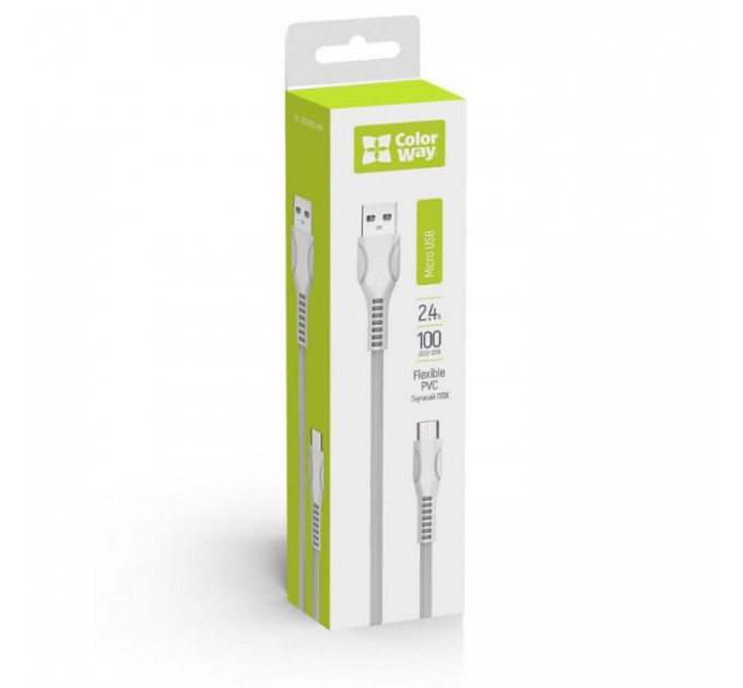 Дата кабель USB 2.0 AM to Micro 5P 1.0m line-drawing white ColorWay (CW-CBUM028-WH)
