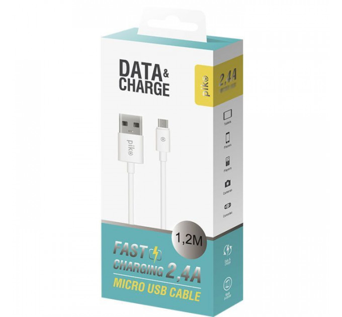 Дата кабель USB 2.0 AM to Micro 5P 1.2m white Piko (1283126496172)