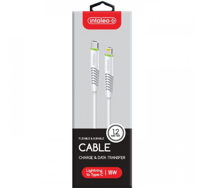 Дата кабель USB-C to Lightning 1.2m 18W white Intaleo (1283126504099)