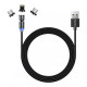 Дата кабель USB 2.0 AM to Lightning + Micro 5P + USB-C 1.0m Magnetic Ro ColorWay (CW-CBUU037-BK)