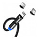 Дата кабель USB 2.0 AM to Lightning + Micro 5P + USB-C 1.0m Magnetic Ro ColorWay (CW-CBUU037-BK)