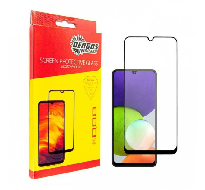 Скло захисне Dengos Full Glue Samsung Galaxy A22 (black) (TGFG-180)