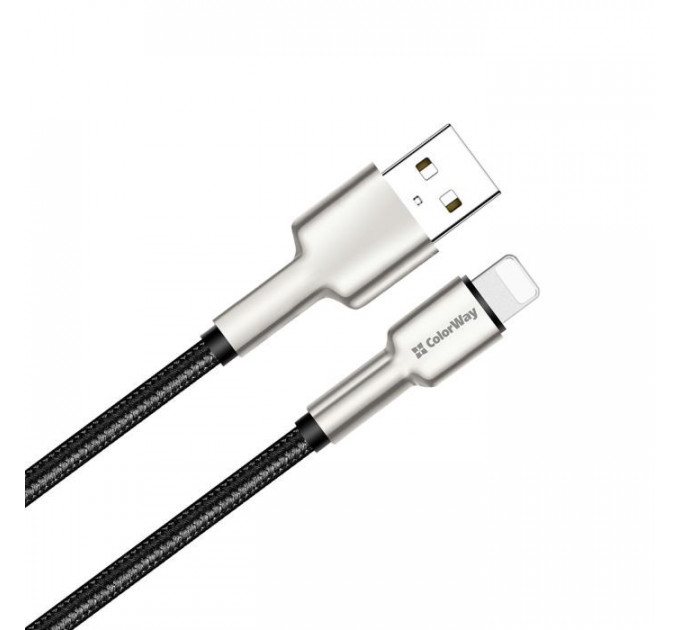 Дата кабель USB 2.0 AM to Lightning 1.0m head metal black ColorWay (CW-CBUL046-BK)