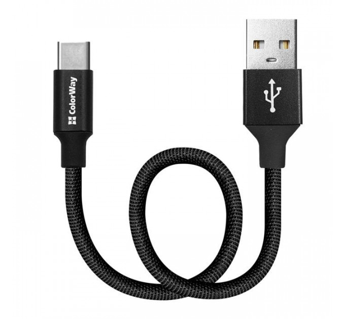 Дата кабеля USB 2.0 AM to USB-C 0.25m black ColorWay (CW-CBUC048-BK)