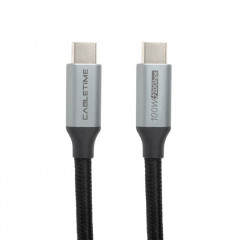 Дата кабель USB-C to USB-C 1.0m 10Gbps, 100W, 20V\/ 5A, 4K\/ 60HZ USB3.1 PowerPlant (CA913312)