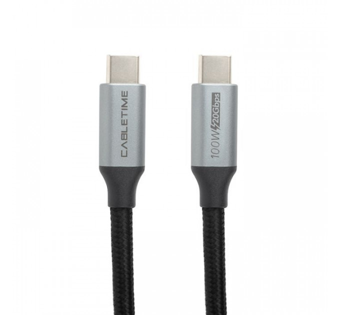 Дата кабель USB-C to USB-C 1.0m 10Gbps, 100W, 20V\/ 5A, 4K\/ 60HZ USB3.1 PowerPlant (CA913312)