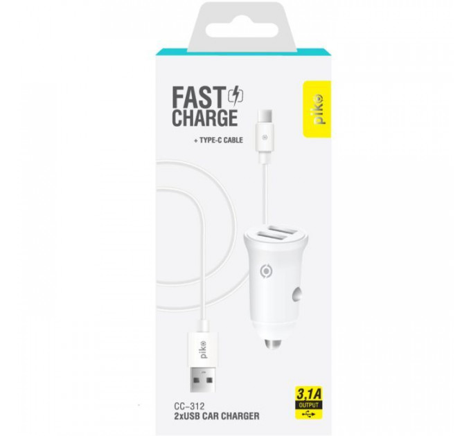 Зарядний пристрій Piko CC-312 (2USB3,1A) + USB-C cable (1283126538803)