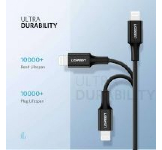 Дата кабель USB-C to Lightning 1.0m US1713A Nickel Plating ABS Shell Black Ugreen (60751)