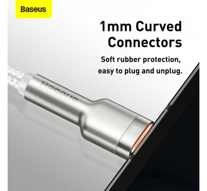 Дата кабель USB 3.1 AM to USB-C 2.0m 6.0A 66W Cafule Series Metal White Baseus (CAKF000202)