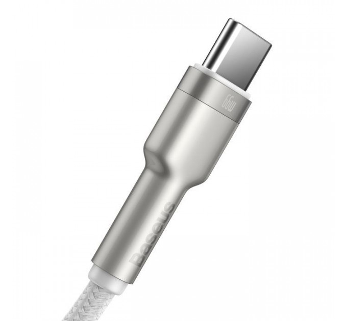 Дата кабель USB 3.1 AM to USB-C 2.0m 6.0A 66W Cafule Series Metal White Baseus (CAKF000202)