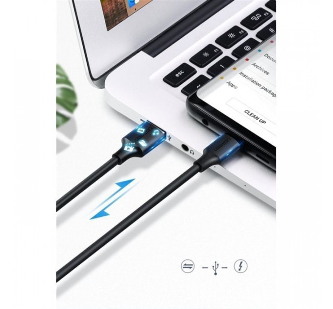 Дата кабель USB 2.0 AM to USB-C 3.0m 3.0A 18W US287 Black Ugreen (60826)