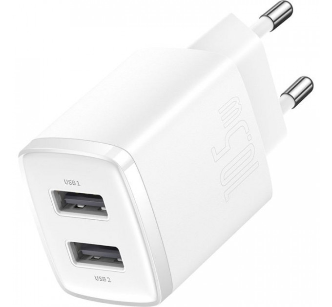 Зарядний пристрій Baseus Compact Charger 2U White (CCXJ010202)