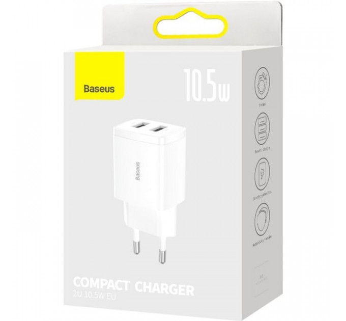Зарядний пристрій Baseus Compact Charger 2U White (CCXJ010202)