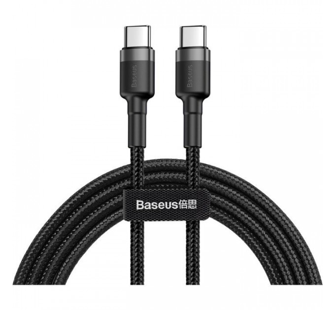 Дата кабель USB-C to USB-C 1.0m 3A 60W Cafule Black Baseus (CATKLF-GG1)