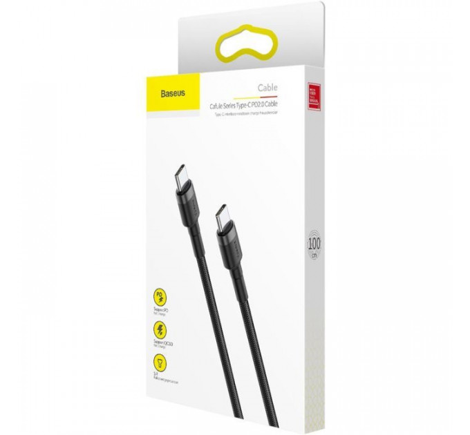 Дата кабель USB-C to USB-C 1.0m 3A 60W Cafule Black Baseus (CATKLF-GG1)