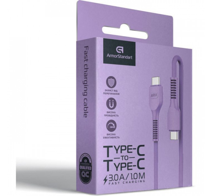 Дата кабель USB-C to USB-C 1.0m AR88 3A purple Armorstandart (ARM65291)