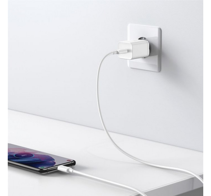 Зарядний пристрій Baseus 1xUSB 25W (USB-C) + Cable Type-C white (TZCCSUP-L02)