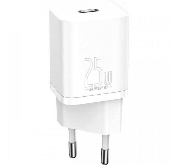 Зарядний пристрій Baseus 1xUSB 25W (USB-C) + Cable Type-C white (TZCCSUP-L02)