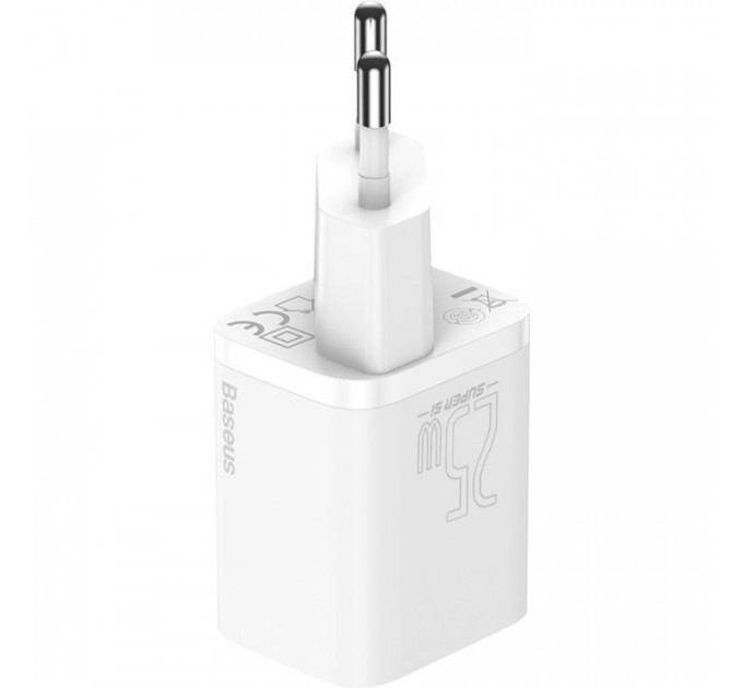 Зарядний пристрій Baseus 1xUSB 25W (USB-C) + Cable Type-C white (TZCCSUP-L02)