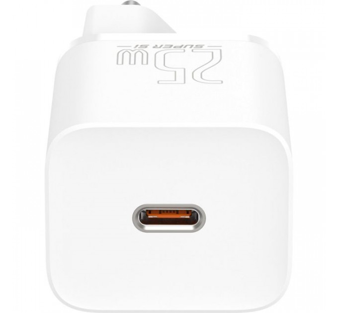 Зарядний пристрій Baseus 1xUSB 25W (USB-C) + Cable Type-C white (TZCCSUP-L02)