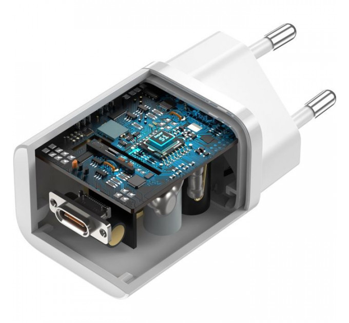 Зарядний пристрій Baseus 1xUSB 25W (USB-C) + Cable Type-C white (TZCCSUP-L02)