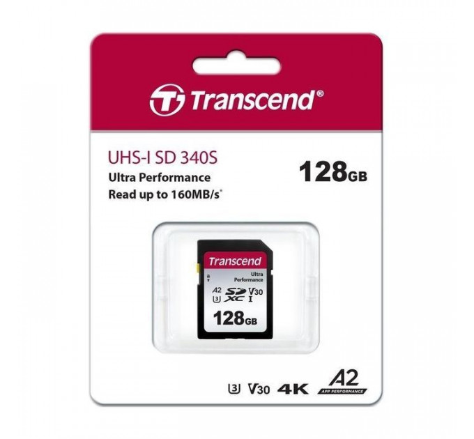 Карта памяти Transcend 128GB SD class 10 UHS-I U3 4K (TS128GSDC340S)