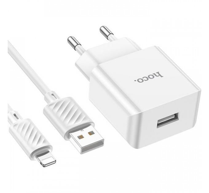 Зарядний пристрій HOCO C106A charger set(iP) White (6931474783899)
