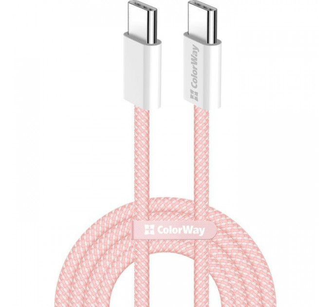 Дата кабеля USB-C to USB-C 1.0m 60W 3.0А pink ColorWay (CW-CBPDCC061-P)