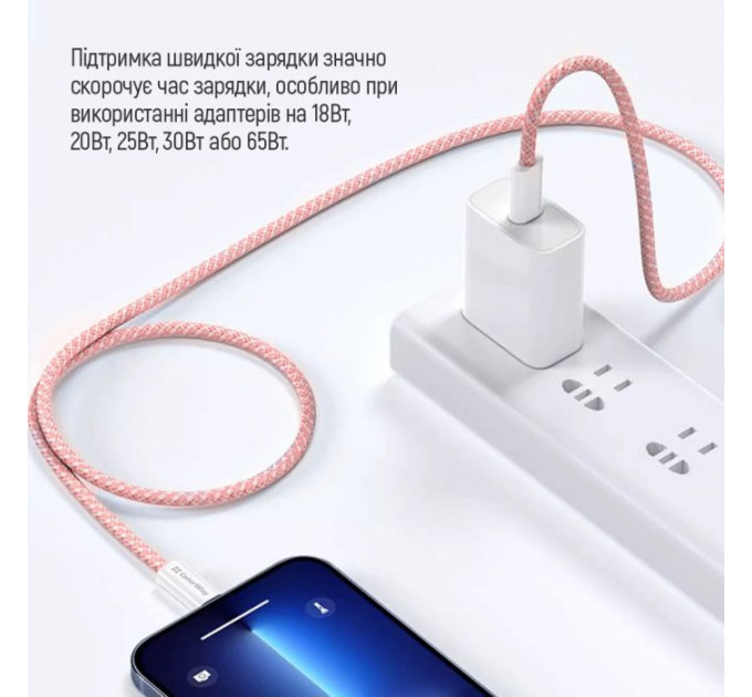 Дата кабеля USB-C to USB-C 1.0m 60W 3.0А pink ColorWay (CW-CBPDCC061-P)
