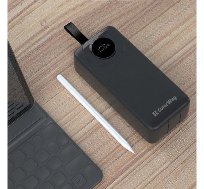 Батарея універсальна ColorWay 30 000 mAh EnergyPlus PD\/18W, QC3.0\/22.5W, Black (CW-PB300LPB4BK-PDD)