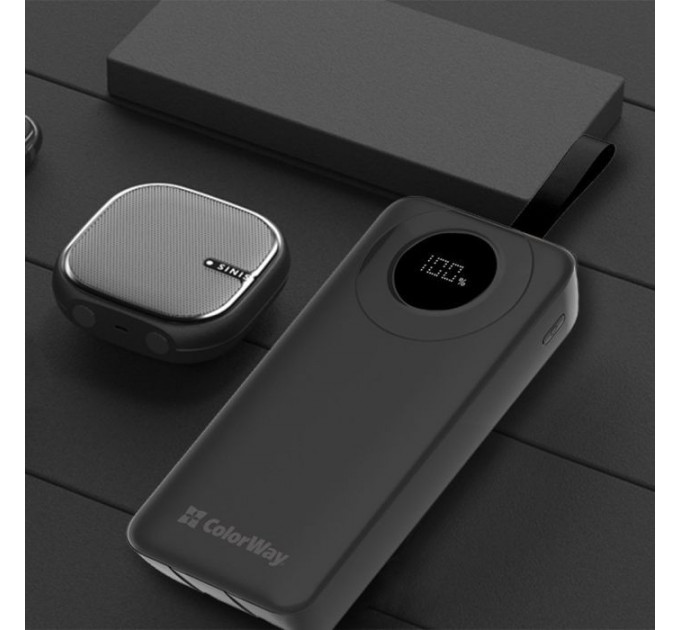 Батарея універсальна ColorWay 30 000 mAh EnergyPlus PD\/18W, QC3.0\/22.5W, Black (CW-PB300LPB4BK-PDD)
