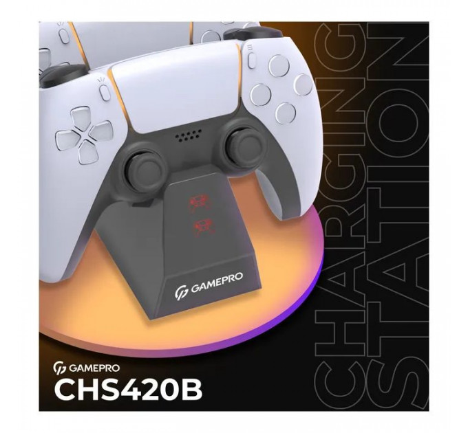 Зарядное устройство для GamePro CHS420B Для геймпадов DualSense PS5 Black (CHS420B)