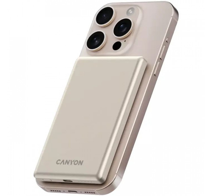 Батарея универсальная Canyon 5000mAh OnPower 505 slim Magsafe PD/20W Beige (CNS-CPB505BE)