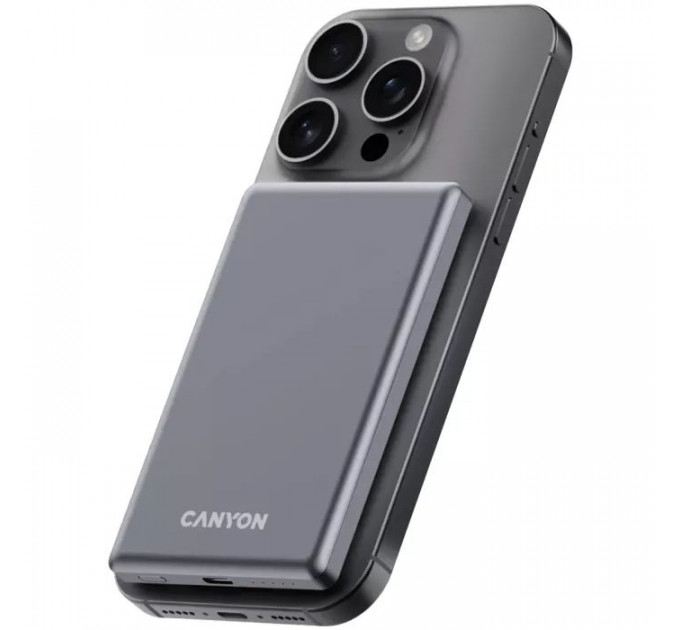Батарея универсальная Canyon 5000mAh OnPower 505 slim Magsafe PD/20W Dark Grey (CNS-CPB505DG)