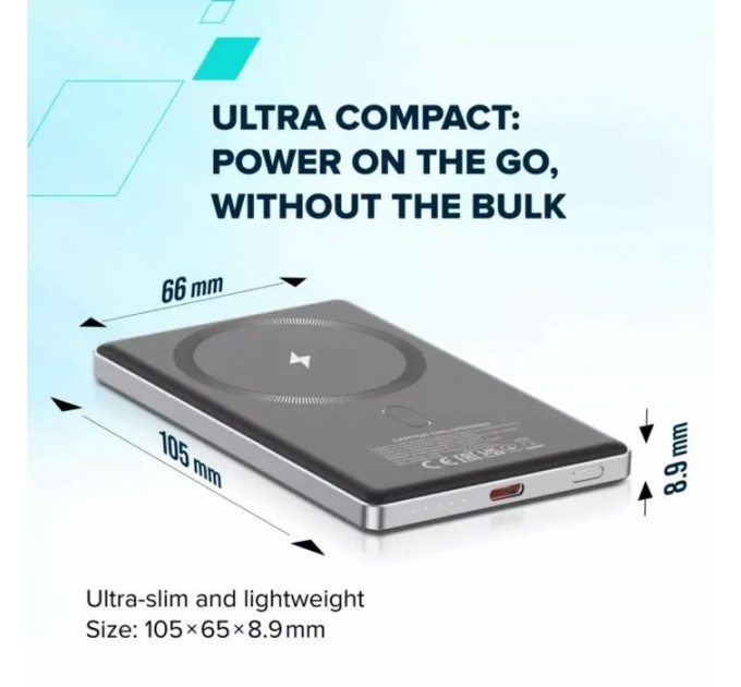 Батарея универсальная Canyon 5000mAh OnPower 505 slim Magsafe PD/20W Dark Grey (CNS-CPB505DG)
