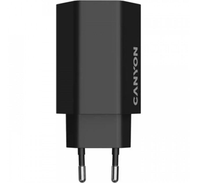 Зарядний пристрій Canyon HEXAGON 65 GaN 65W 2xPD 1xQC EU Black (CND-CHAHEX65B)