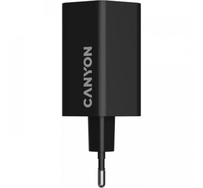 Зарядний пристрій Canyon HEXAGON 65 GaN 65W 2xPD 1xQC EU Black (CND-CHAHEX65B)