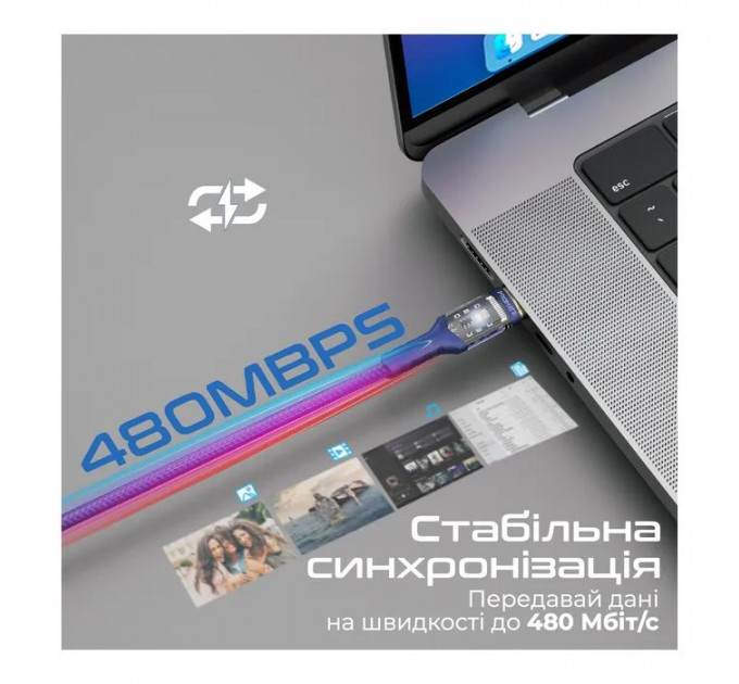 Дата кабель USB-C to USB-C 1.2m Promate (lucidline-cc120.navy)