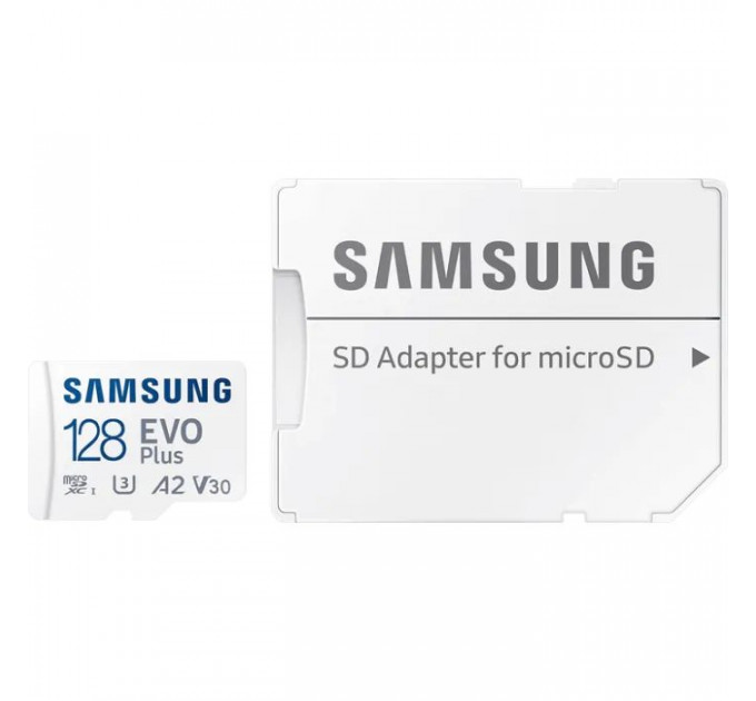 Карта памяти Samsung 128 GB microSDXC Class 10 UHS-I U3 V30 A2 EVO Plus+SD Adapte (MC128SA\/EU)