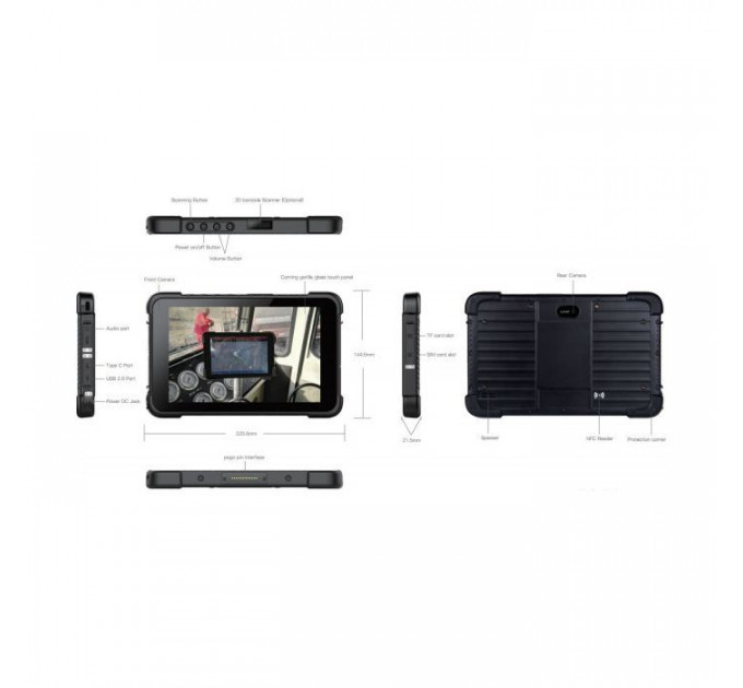 Планшет AGN T86X 8\" 8\/128GB \/ LTE \/ NFC\/ 2D Scaner\/MIL-STD-810H Black (5117978889898)