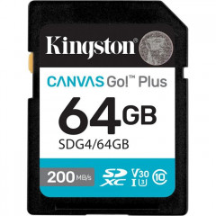 Карта пам/'яті Kingston 64GB SDXC сlass 10 UHS-I U3 V30 Canvas Go Plus G4 (SDG4\/64GB)
