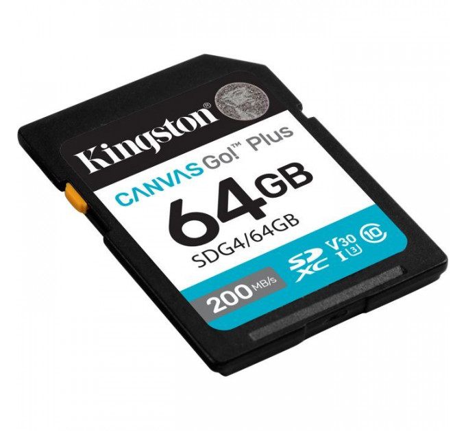 Карта пам/'яті Kingston 64GB SDXC сlass 10 UHS-I U3 V30 Canvas Go Plus G4 (SDG4\/64GB)
