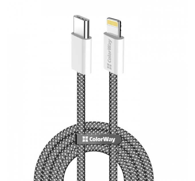 Дата кабель USB-C to Lightning 2.0m 27W PD FC black ColorWay (CW-CBPDCL068-BK) Дата кабель USB-C to Lightning 2.0m 27W PD FC black ColorWay (CW-CBPDCL068-BK)
