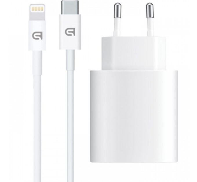 Зарядний пристрій Armorstandart AMHJ83 20W USB-C White + cable USB-C to Lightning (ARM77724)