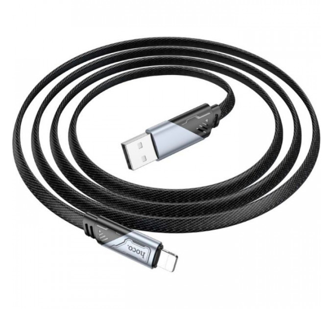 Дата кабель USB 2.0 AM to Lightning 1.2m 2.4A nylon aluminum U125 black HOCO (6942007604987)